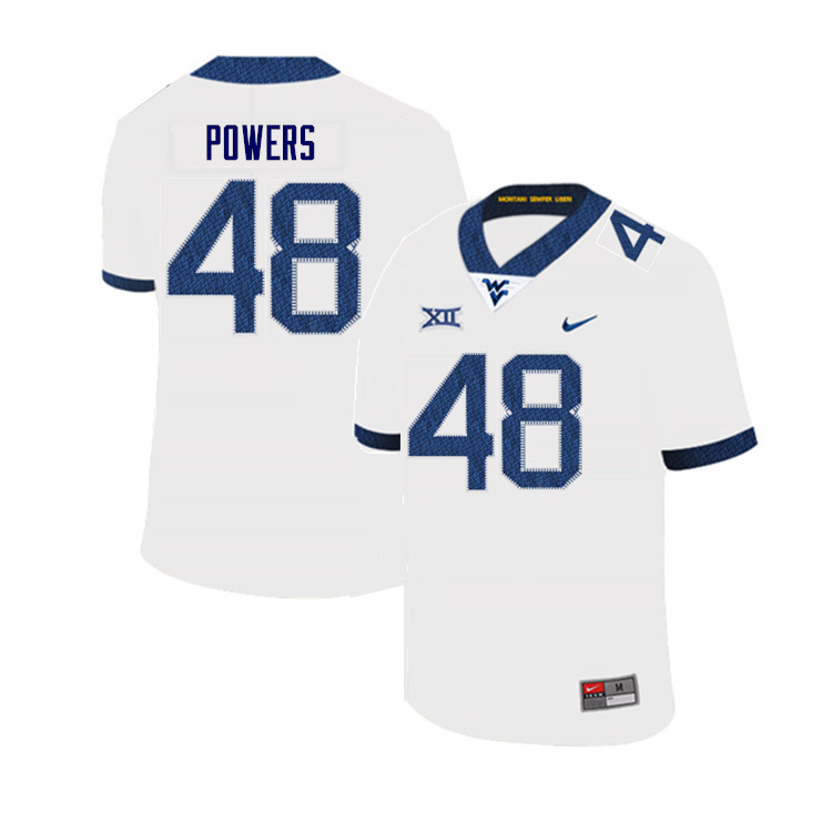 Men #48 Mike Powers West Virginia Mountaineers College Football Jerseys Sale-White - Click Image to Close